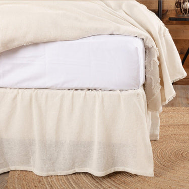 Burlap Antique White Ruffled Twin Bed Skirt 39x76x16 VHC Brands - The Fox Decor